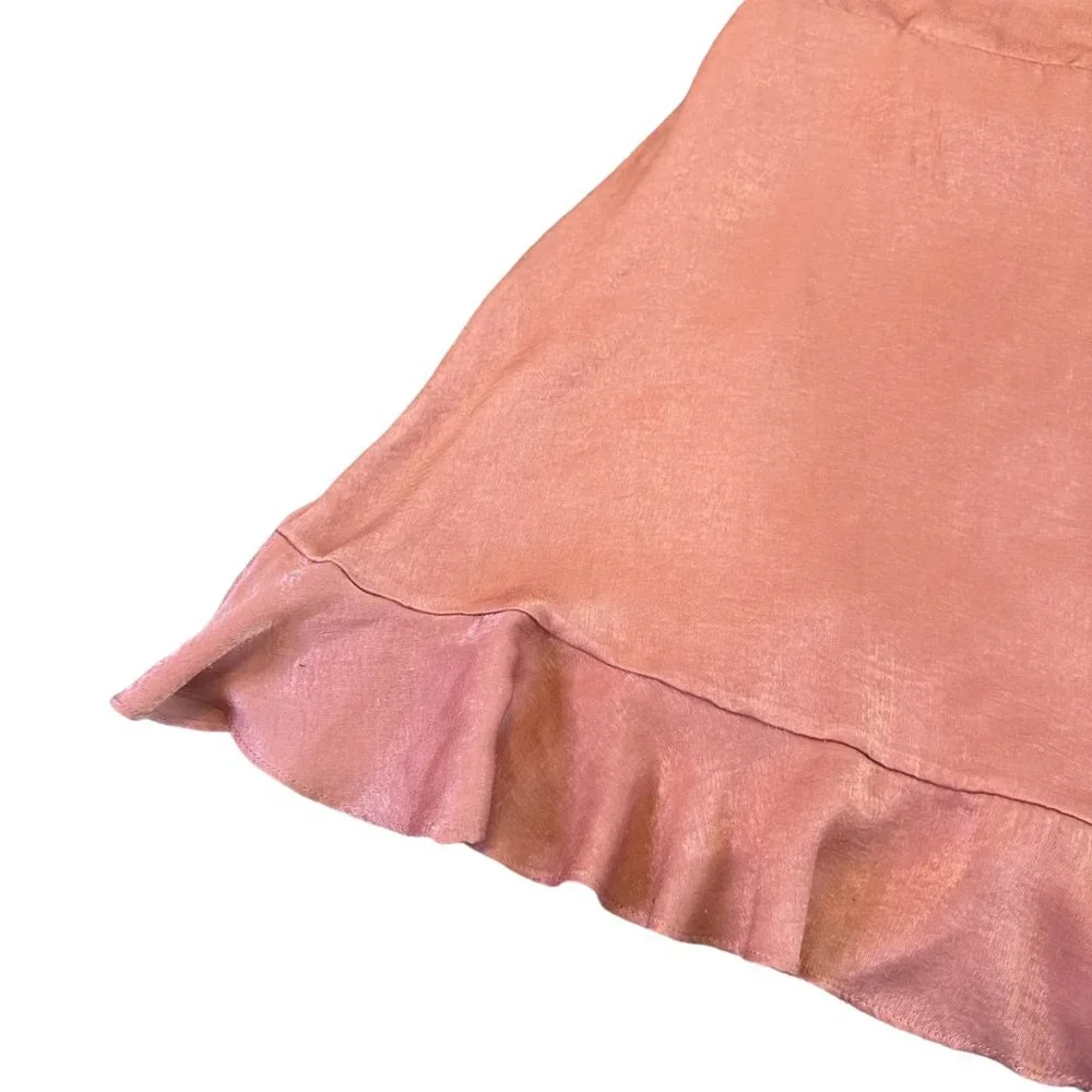 Show Me Your Mumu Satin Mini Wrap Dress Ruffle Short Sleeve Size Small Women's - Picture 9 of 12